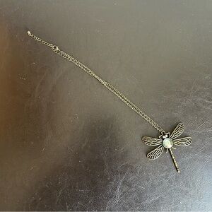 Bronze Vintage Large Dragonfly Pendant Necklace with 18” Chain